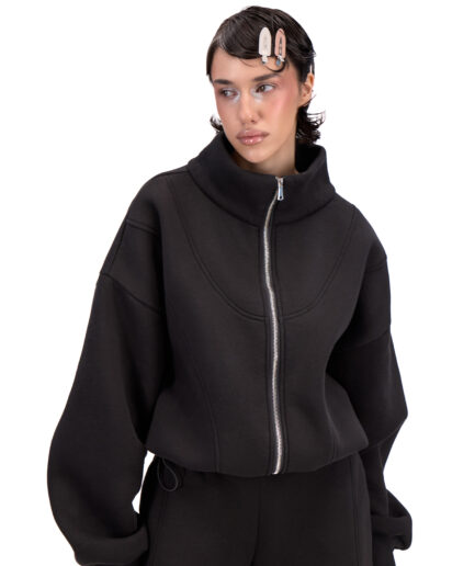 ZIP HOODIE IN PURE BLACK